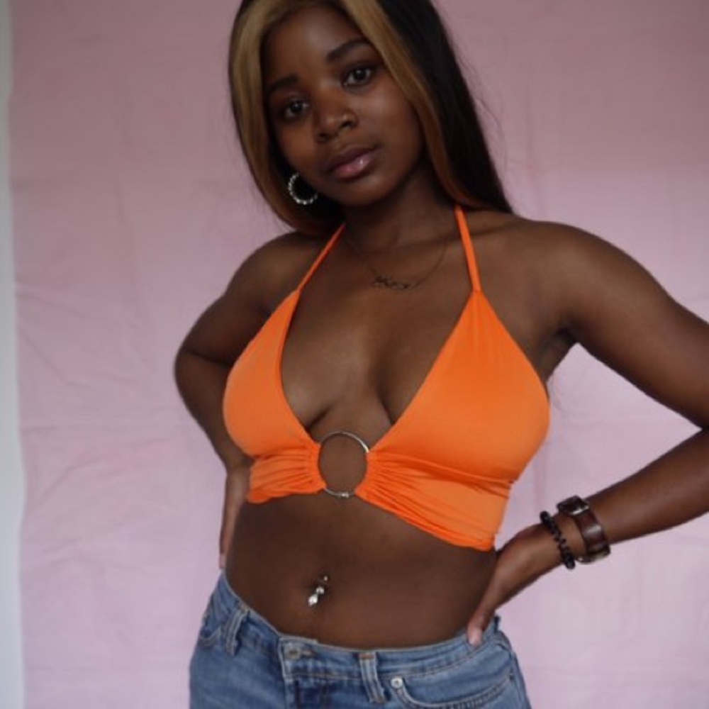Neon Orange O Ring Crop Top ❤️ - Picture 5 of 6
